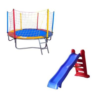 Imagem de Kit Cama Elástica 2,30m Escorregador Grande Infantil - ROTOPLAY BRINQU