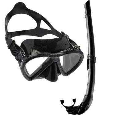 Imagem de Kit de Mergulho Máscara+Respirador Cressi Lince Black + Corsica Flex, 