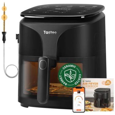 Imagem de Fritadeira Elétrica Cerâmica Tastee, 8 em 1 5,2L, Desidratador 232°C com Sonda Inteligente, 24 Receitas, App com Receitas