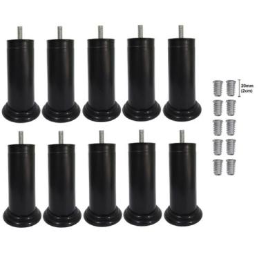 Imagem de Kits Pé Cama Box Plástico Fixo Rosca Bucha Americana - Jthome, Preto, 