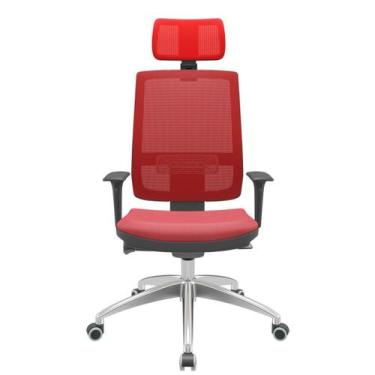 Imagem de Cadeira Office Brizza Tela Vermelha Com Encosto Assento Vinil Vermelho