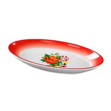 Imagem de Prato requintado e simples esmaltado nostálgico em forma de Dan para restaurantes chineses - prato duplo em forma de barco de felicidade de 26,7 cm