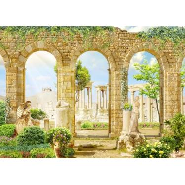 Imagem de DULUDA Palácio da Grécia, cenário romântico, jardim, decoração de festa grega, estátuas antigas, pilar, ruínas, fundo para fotografia, decoração de festa com tema grego, adereços para fotos