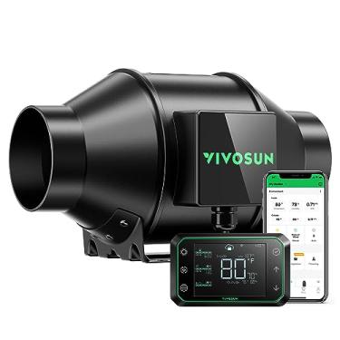 Imagem de VIVOSUN Ventilador de duto em linha AeroZesh G4, silencioso 10 cm 195 CFM Ventilador de exaustão com motor EC e GrowHub E42A controlador WiFi de umidade de temperatura para aquecimento e resfriamento,