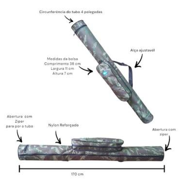 Imagem de Bolsa Porta Vara Pesca Top Fish Sem Tubo Com Bolsa Lateral 1,70mt Camu