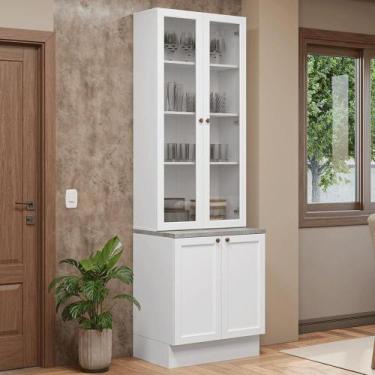 Imagem de Kit Balcão + Cristaleira 70 cm Vik Madesa 02, Branco