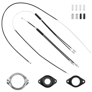 Imagem de lasuroa Cabos Freio Gyro BMX Dianteiro & Traseiro (Superior, Inferior) com Rotor Giratório Conjunto Completo, Kit Linhas Freio Nível Fio Cabo Revestimento para a Maioria Sistemas Gyro & Bicicleta 20"