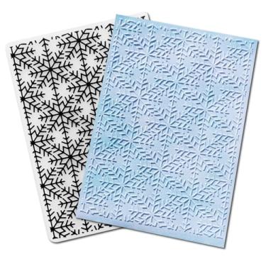 Imagem de DIYology Pasta de plástico em relevo (padrão de flocos de neve) artesanato de papel pontos de plástico flocos de neve de inverno impressões texturizadas para fazer cartões scrapbooking 10 x 15 cm