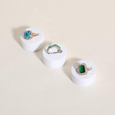 Imagem de GemeShou 3 peças de suporte de exibição de anel branco para venda, suporte de exibição de anel de joias de gesso 3D quadrado para decoração de casa 【Suporte de anel redondo de gesso - 3 peças】