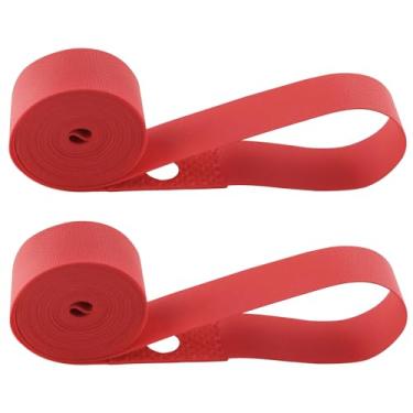 Imagem de ZZLZX 2 peças de fita de pneu 61 cm almofada de tira de aro de roda de bicicleta elástica nylon vermelho forro de roda de bicicleta almofada de pneu para bicicleta de estrada, mountain bike, tubo