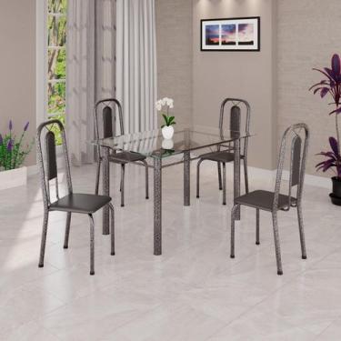 Imagem de Conjunto de Sala de Jantar com 4 Cadeiras Lívia Preto / Prata - Soma M