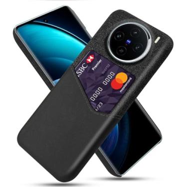 Imagem de Capa para Vivo X100,Anti-deslizamento,Proteção contra quedas de 360°,Resistência à impressão digital,Tela e caso de couro PU com 1 slot de cartão atrás-Black