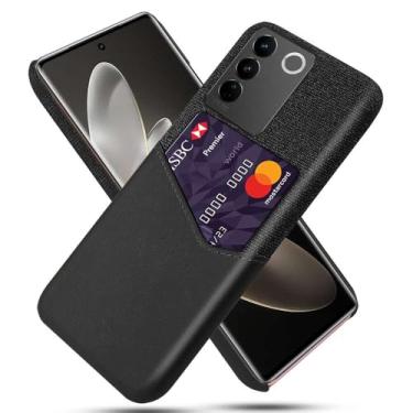 Imagem de Capa para Vivo S16,Anti-deslizamento,Proteção contra quedas de 360°,Resistência à impressão digital,Tela e caso de couro PU com 1 slot de cartão atrás-Black