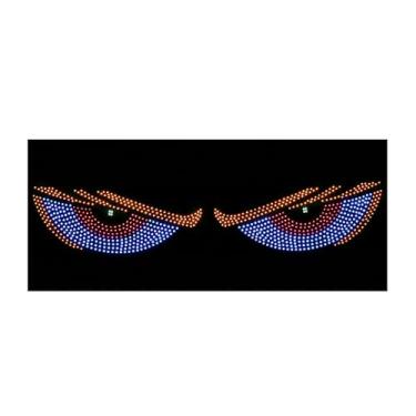 Imagem de MOXRUQ 2 peças de luzes de olhos de diabo para carros, display de LED flexível, luz de olhos de diabo para carros, plug & play, luz animada com 11 estilos de iluminação, luzes grandes para carros
