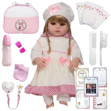 Imagem de Bebê Reborn Loira Real Abigail Vinil 20 Acessórios Enxoval - Cegonha R