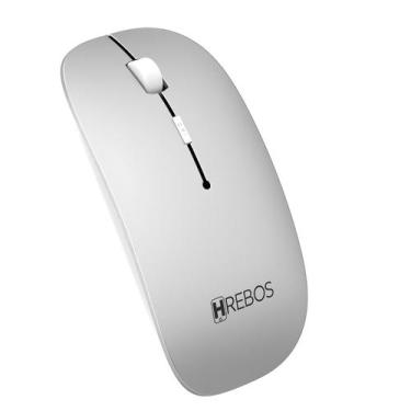 Imagem de Mouse Sem Fio Bluetooth 2.4 GHz Prata DPI 1200 Hrebos IF760, Prata