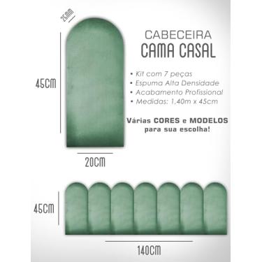Imagem de Kit Cabeceiras Nuvem Infatil Estofada Cerquinha Modular Cama Solteiro Casal King Queen 45X20 Módulos Adesivos (Verde, Casal)