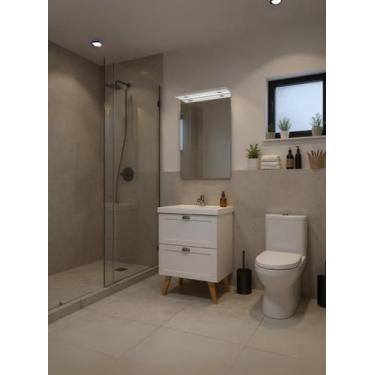 Imagem de Gabinete para Banheiro com Cuba e Espelheira 60cm Retro Mdf Branco Mil