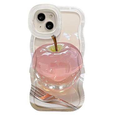 Imagem de Dzdcase Capa projetada para iPhone, pulseira de maçã de cristal de luxo com suporte duplo e onda transparente (iPhone 12 Pro Max, rosa)