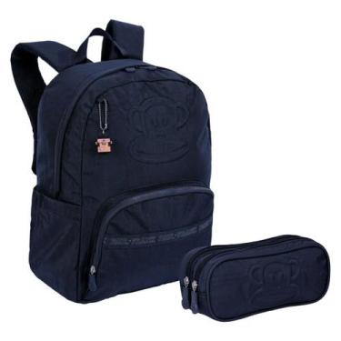 Imagem de Kit Estojo Duplo + Mochila Paul Frank Azul Marinho - Sestini