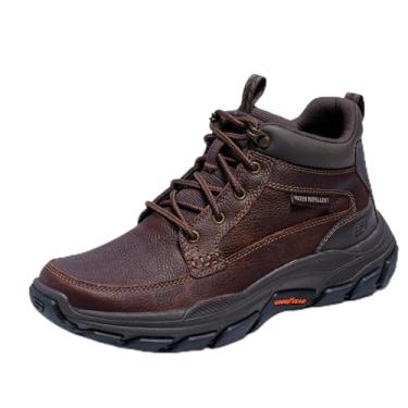 Imagem de Skechers Tênis masculino Respected-Boswell Mid Top Couro Moc Toe, Vermelho/marrom, 8.5 X-Wide