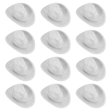 Imagem de PATIKIL Mini chapéus de caubói, 12 peças de chapéu de cowboy ocidental em miniatura para artesanato, decoração de festa, fantasia de boneca para animais de estimação, estilo bolinhas com glitter