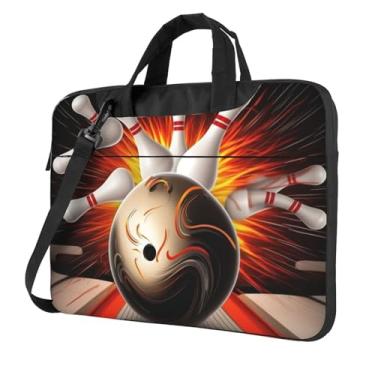 Imagem de Capa esportiva vintage para laptop com bola de boliche, à prova de choque, capa protetora para notebook, bolsa portátil à prova d'água, Preto, 15.6 inch