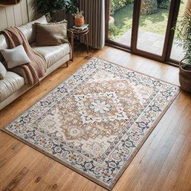 Imagem de Lofus Tapetes de área de 7 x 12 cm para sala de estar, tapete lavável na máquina, tapetes pequenos macios para quarto, cozinha, escritório e interior, tapete boho vintage, tapetes antiderrapantes de