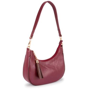 Imagem de Bolsa Tiracolo Feminina em Couro Legítimo Vinho com Tassel, Alça Ajustável, Compartimentos Múltiplos