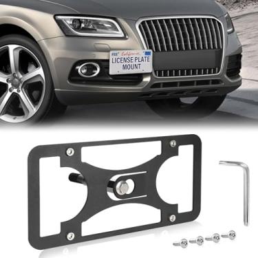 Imagem de Moldura frontal sem furadeira compatível com Audi Q5 | 2009-2017 Suporte de montagem de gancho de reboque para placa de carro antifurto Capas de etiqueta de carro à prova de ferrugem, acessórios de