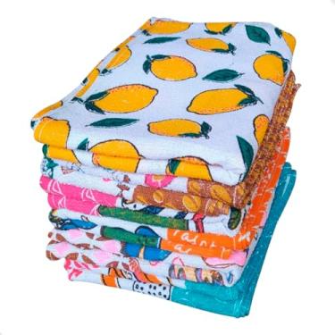 Imagem de Pano de Prato Estampado Kit 10 Peças Grande 40x60cm Cozinha Copa Algodão