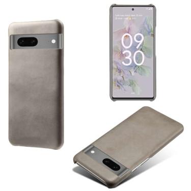 Imagem de Capa para Google Pixel 7A,Proteção contra quedas,Casca de volta de cor sólida simples,Design de couro de imitação de plástico-Gray