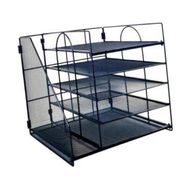 Imagem de Milageto Carta de papel Organizador da bandeja com o suporte do arquivo Pasta e -mails organizador de arquivos de mesa de malha para casa para documento de