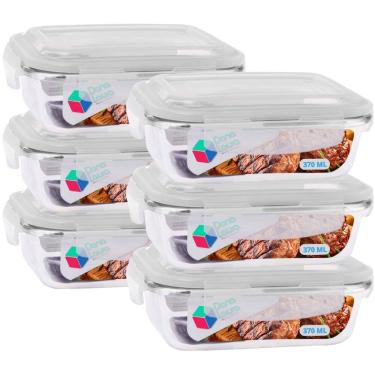 Imagem de Kit 6 Potes Vidro Retangular Tampa Com Travas 640ml Transparente