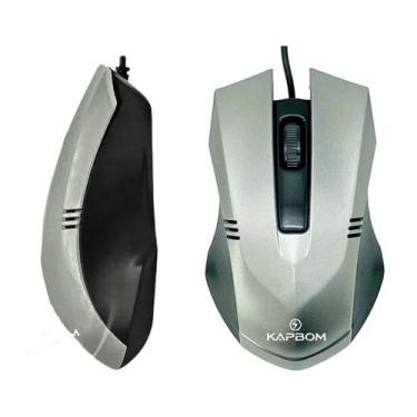 Imagem de Mouse Óptico Com Fio Usb 3 Botões Ergonomico Ka-605 - NoBrand, Cinza, 