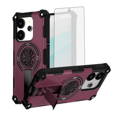 Imagem de Asuwish Capa de celular para Xiaomi Redmi Note 14 4G/5G com protetor de tela de vidro temperado e suporte magnético à prova de choque acessórios para celular híbrido fino Note14 G4 G5 mulheres homens