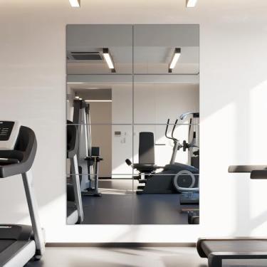 Imagem de VASUHOME Telhas espelhadas grandes 40,6 cm x 30,5 cm (pacote com 8), espelhos de parede de comprimento total para academia, garagem, quarto, sala de estar, porta – Reflexão HD, fácil instalação DIY