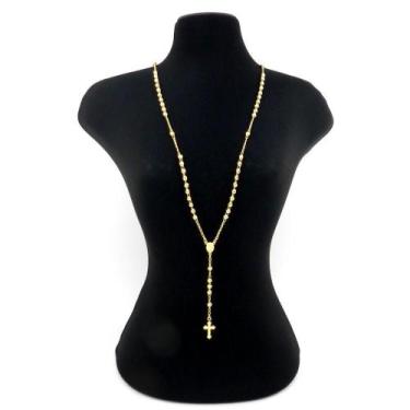Imagem de Terço Masculino 70cm 3,5mm Largura Folheado Ouro 18K GG103 - WNBIJOUTE