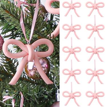 Imagem de Weysat 12 peças de enfeites de árvore de Natal de arco de argila fosco para decoração de natal para guirlanda, guirlanda, ambientes internos e externos, decorações de Natal (rosa)