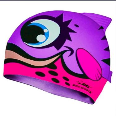 Imagem de Touca De Natação Gold Sports Kids Bad Fish De Silicone-Unissex