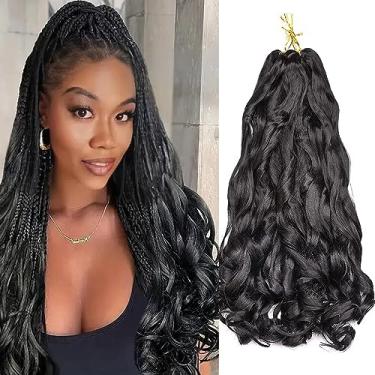 Imagem de Cabelo trançado pré-esticado 50 cm cabelo solto ondulado crochê 8 pacotes grande ondulado cabelo trançado saltitante sintético encaracolado (1b#, 66.0 cm (pacote com 8))