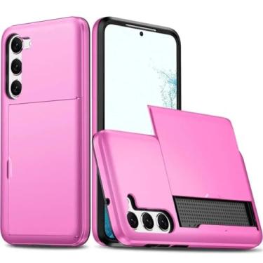 Imagem de HJZSZX Capa tipo carteira para Galaxy A55 5G, com compartimento para cartão, capa protetora à prova de choque (para Galaxy A55 5G/rosa)
