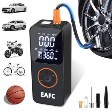 Imagem de EAFC Inflador de pneu sem fio de 150PSI com luz LED - Bomba de compressor de ar portátil para carro, bicicleta, motocicleta e bolas esportivas, recarregável por USB, 4 modos predefinidos, inclui 4