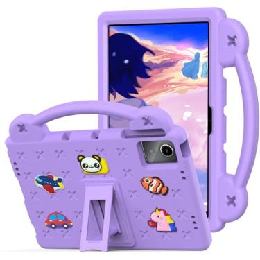 Imagem de YRH Capa para Lenovo Tab M11 de 11 polegadas (TB330FU/TB330XU), capa infantil EVA à prova de choque para tablet Lenovo M11, com alça de suporte, figuras de desenho animado, roxo