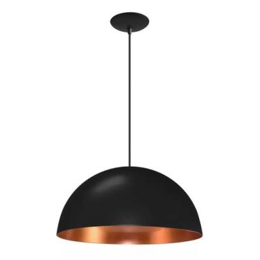 Imagem de Luminária Pendente Meia Bola Cúpula Preto Com Cobre Lustre - Aldinox