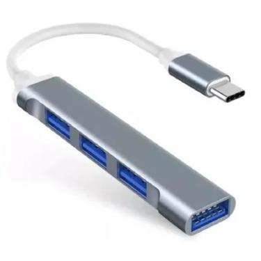 Imagem de Hub Dex USB-C Type-C, Para 4 Portas USB 3.0, 5 Gbps, Para Notebook, Prata