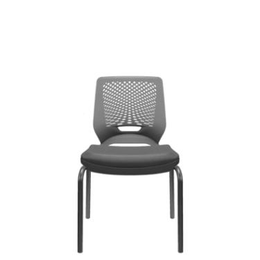 Imagem de Cadeira De Escritório Plaxmetal Beezi Fixa, Aproximação, 4 Pés, Base Preta, Assento Facto E Encosto Grafite