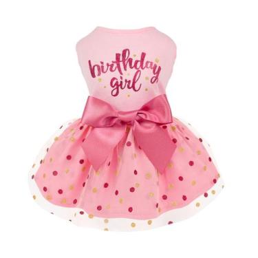 Imagem de Vestido de cachorro Fitwarm Birthday Girl Tule rosa para cães XXS