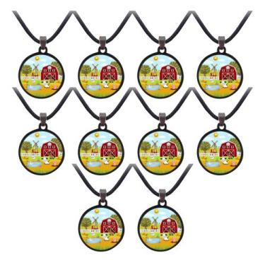 Imagem de 20 Colar Metal Lembrancinha Animais fazendinha Fofos Festa - Tudo em M