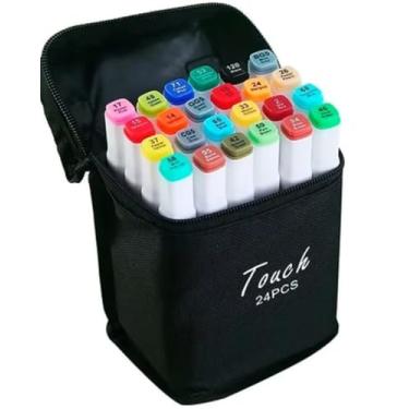 Imagem de Kit 24 Canetinhas Marcadoras Ponta Dupla – Coloridas para Desenho, Lettering e Scrapbook, Secagem Rápida, Laváveis e Alta Pigmentação